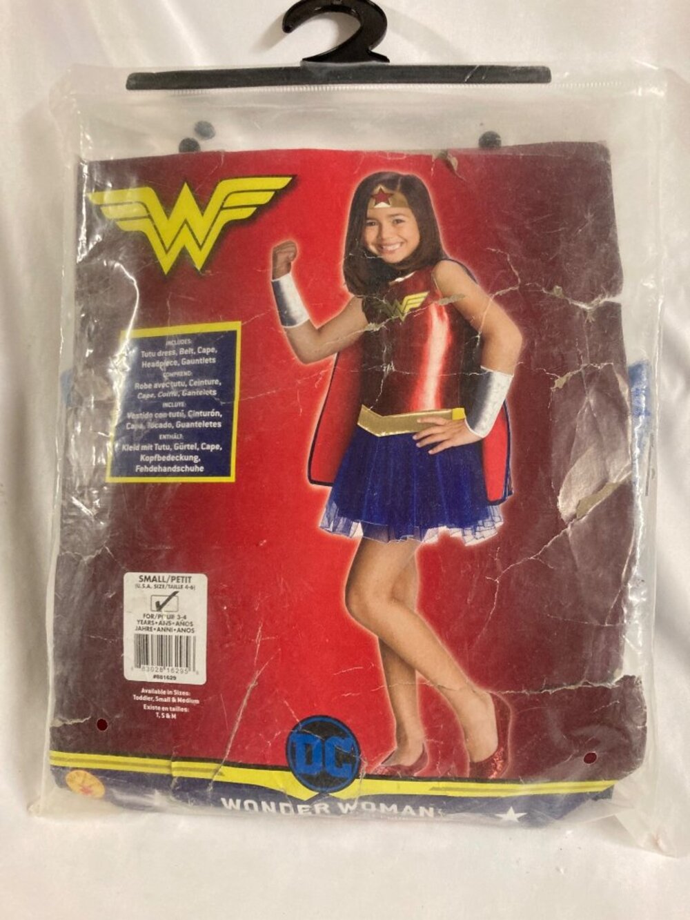Wonder Woman Toddler Small 4-6 Tutu Dress Cape Belt Headband Costume